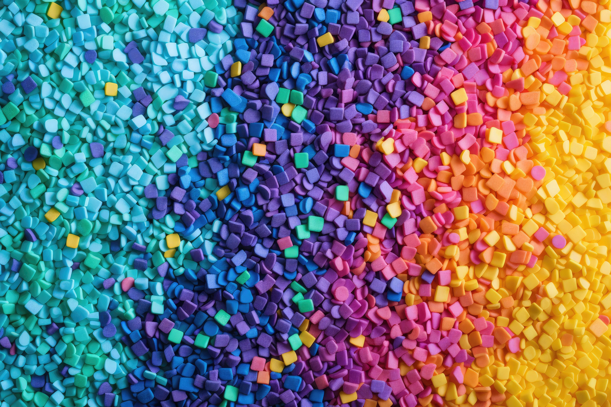 Granuli di materia prima plastica colorata